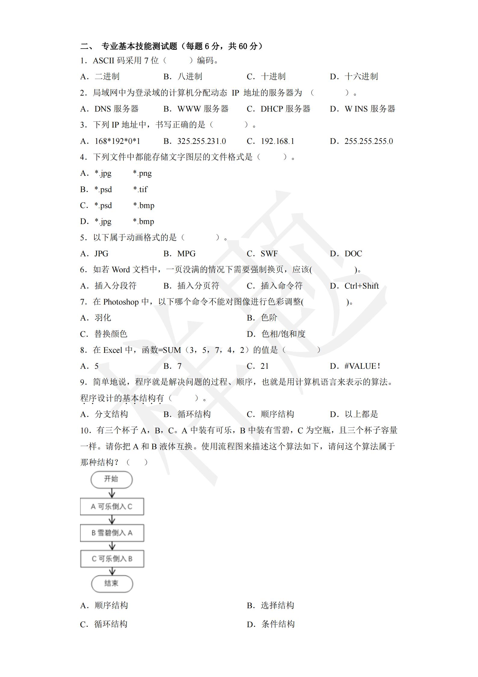 湖南机电职业技术学院2022年C类考生单招试卷（信息技术类专业）_14.jpg