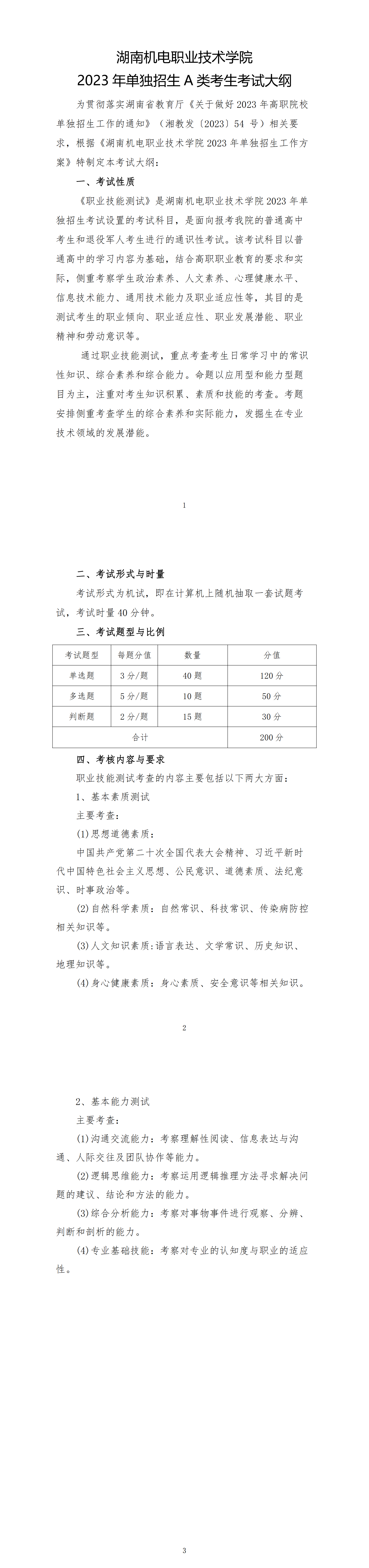 1.湖南机电职业技术学院2023年单独招生A类考生考试大纲_00.png